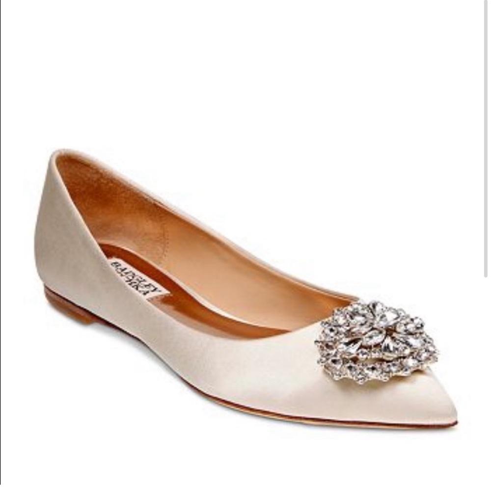 BADGLEY MISCHKA Davis Satin Bridal Flats